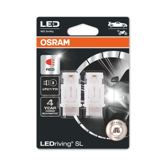 OSRAM Automotive Auxiliary Lamp LED SL P27/7W RED - W2.5x16q Automotive Lamp OSRAM Automotive Auxiliary Lamp LED SL P27/7W RED - W2.5x16q Automotive Lamp